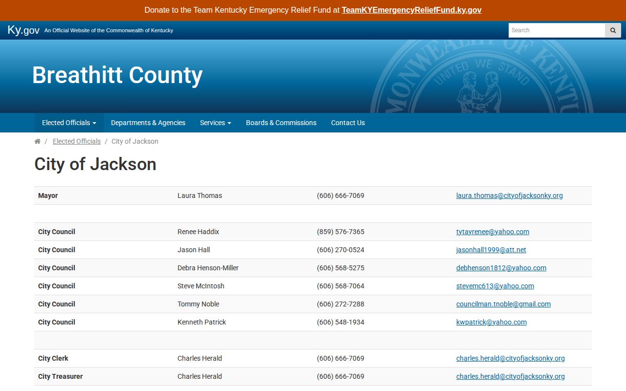 Official Breathitt County Jackson city information page